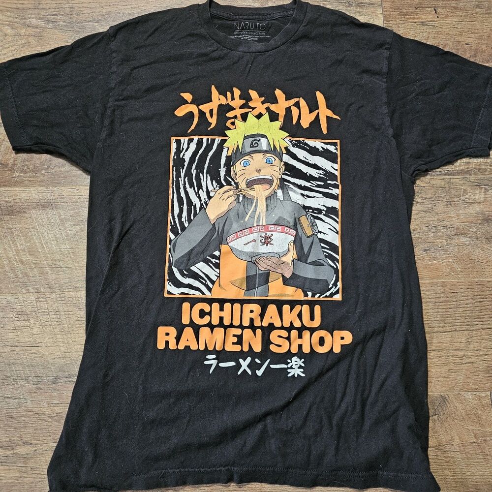 NARUTO  SHIPPUDEN Ichiraku Ramen Shop Shonen Jump Black Mens large T-Shirt